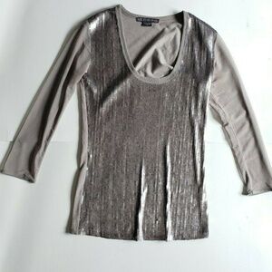 AX Armani Exchange Women’s Sheer 3/4 Sleeve Sequin
